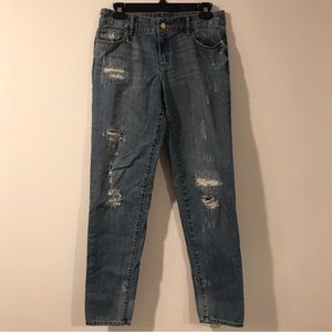 Michael Kors Straight Leg Jeans Women's Sz 4 Distressed Denim Medium Wash